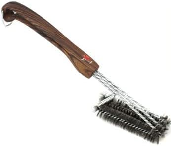 Kona 360 Clean Grill Brush - 18 inch Best BBQ Grill Brush - Wood Grain Designer Handle - Stainless Steel 3-in-1 Grill Cleaner Provides Effortless Cleaning