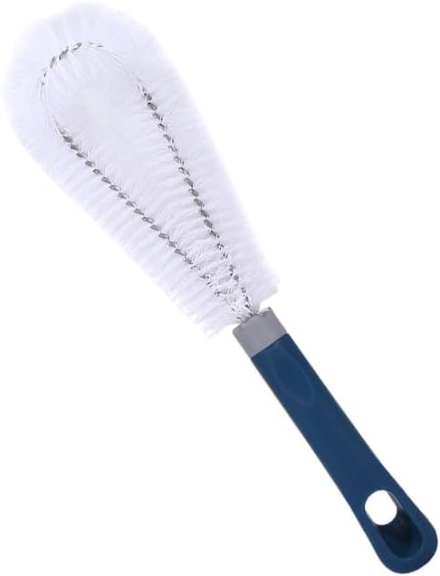 Coffeemaker Brush for Chemex with Blue Handle, White Nylon Bristles