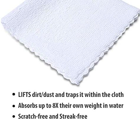 Eurow Microfiber Detailing Wipes with Dispenser Box, 200GSM, 12 by 12 Inches, Pack of 50, White
