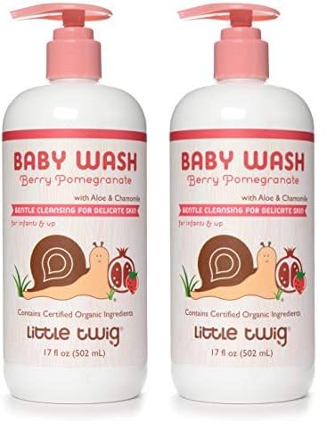Little Twig 2-in-1 Baby Wash, Hypoallergenic Body Wash with Organic Ingredients, Baby Bath Essentials, Berry Pomegranate, 17 fl. oz. (Pack of 2)