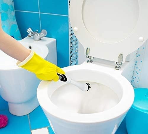 Greenco Electric Scrub Brush with 4 Replaceable Brush Attachment Heads, Electric Cleaning Brush Scrubber, Spin Scrubber, Bathroom and Grout Auto Power Scrubber, New and Improved Version