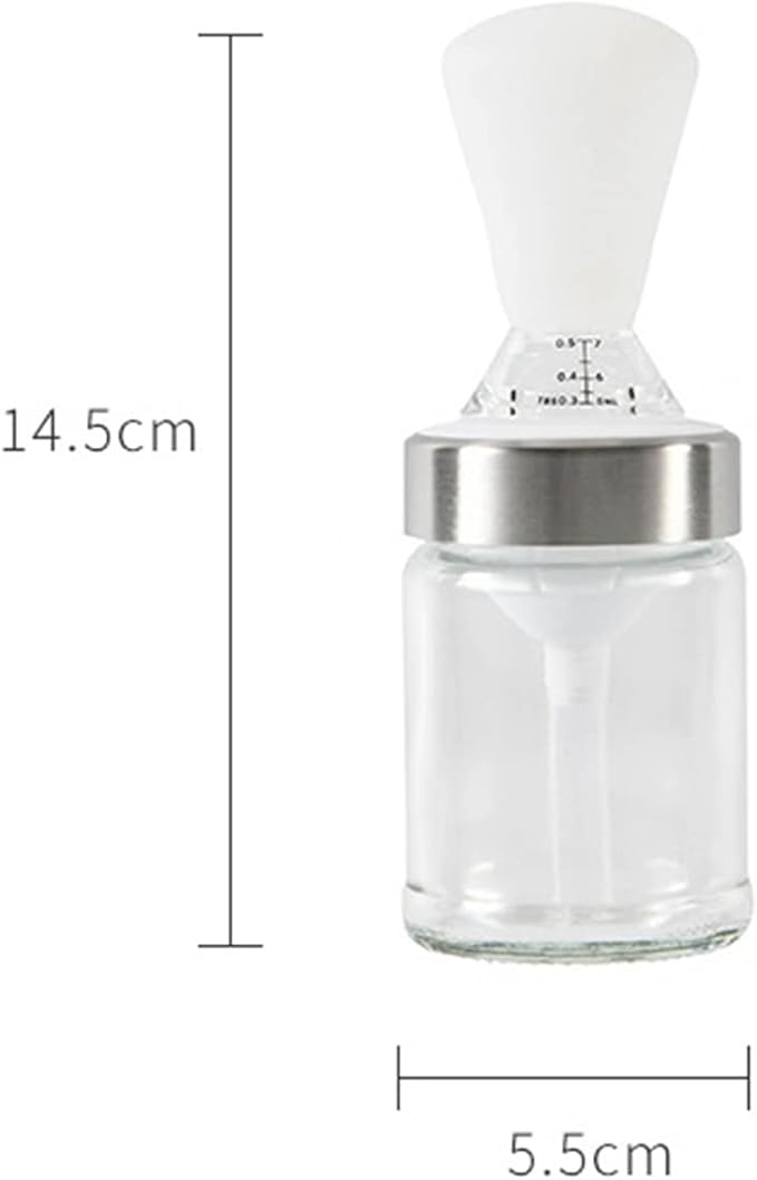 VolksRose Glass Oil Bottle with Silicone Brush 160 ml, Squeeze Type Oil Bottle BBQ Brush with Scale Lines, Oil Dispenser Bottle for Kitchen Cooking, BBQ, Baking, Marinating, Roasting, Grilling