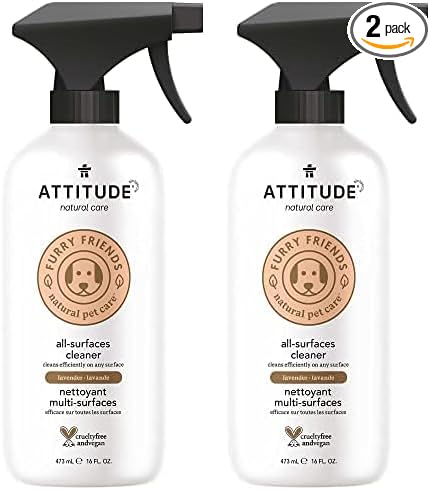ATTITUDE All Surface Cleaner for Pets, Plant and Mineral-Based Ingredients, Vegan and Cruelty-free, Lavender, 16 Fl Oz (Pack of 2)