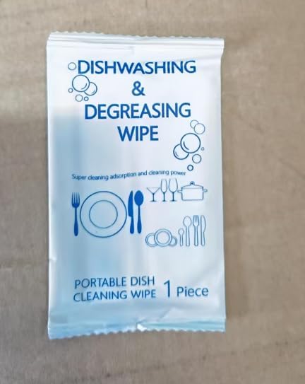 Tondiamo 300 Pcs Individually Wrapped Dish Cleaning Wipes Disposable Portable Travel Dish Soap Wipes with Lemon Scent for Kitchen Outdoor Camping Traveling Quick Clean