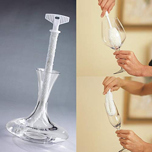 Glassware Cleaning Brush Kit, Pack of 3 Home Decanter Cleaning Brush , Non-Scratch Cleaner Brush for Narrow Neck Wine Glass, Beer Bottle, Glass Cleaner Brush for Bar & Restaurants by FryOilSaver Co.