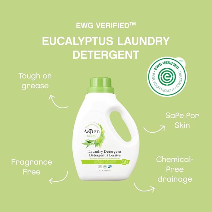 Natural Laundry Detergent Eucalyptus & Rosemary - 100% Natural, Organic, HE Liquid Laundry Detergent - Vegan, Cruelty-Free, Biodegradable - Safe for Babies, Pets & Kids - EWG Certified (2