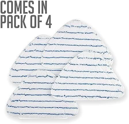 OVENTE Steam Mop Replacement Pads for ST405 Series (Pack of 4), Reusable and Washable Microfiber Cleaning Pads, White ACPST4054