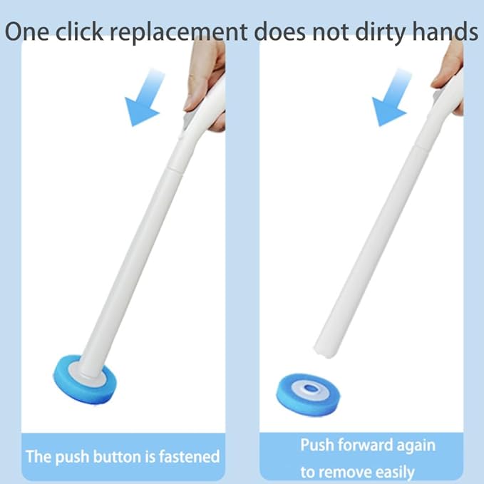 Disposable Toilet Bowl Cleaner Wand Set - Automatic Opening, Storage Box, 30 Refills, Silicone Brush, RV Toilet Bowl (Blue)