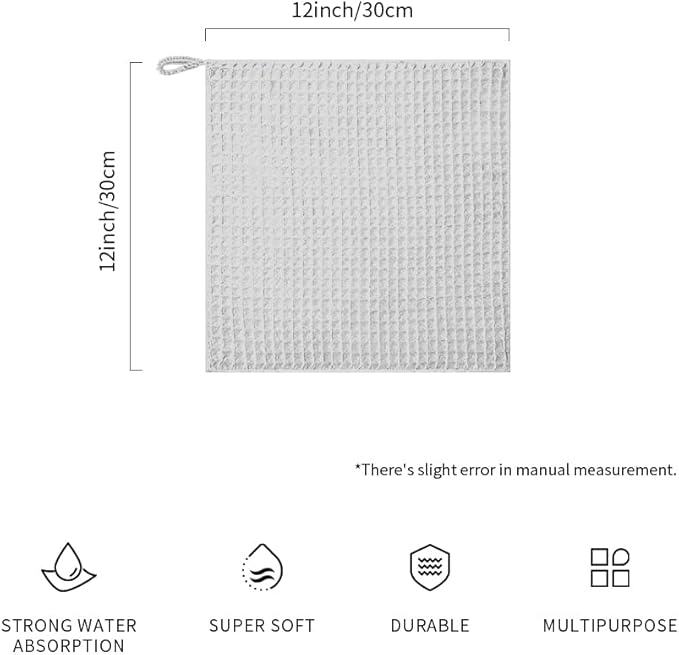watchget Barista Micro Cloth 6 Pack, Microfiber Barista Cleaning Towels Microfiber Waffle Weave Kitchen Dish Cloth Coffee Bar Towel Coffee Machine Cleaning Cloth, Light Grey(12"x12")