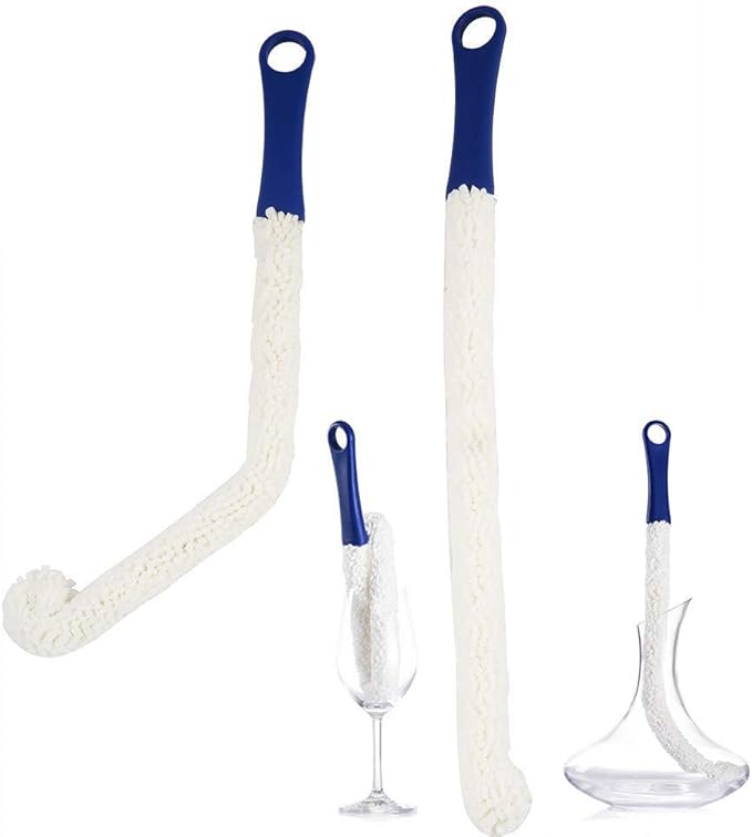 Bottle Cleaning Brush - Set of 2 Flexible Bottle Scourer - Multi-Function Household Cleaning Tools for Cleaning of Wine Decanters, Goblets, Glasses, Cups