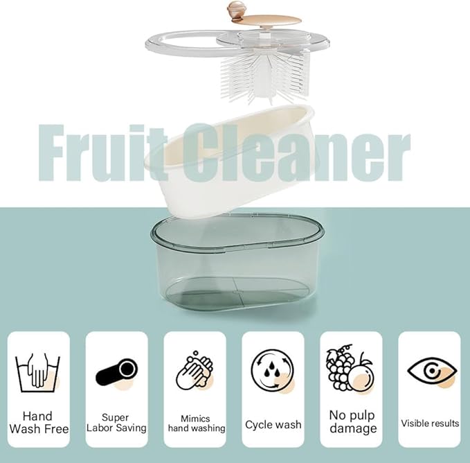 2025 New Fruit Cleaner Spinner, Large Multifunctional Vegetable Washer Bowl with Brush, Fruit Scrubber for Home Kitchen (White)
