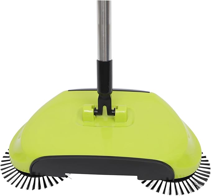 Multi Function Hand Push Sweeper with Dustpan and Trash Bin Rotating Floor Cleaning Mop for Easy Household Cleaning Green