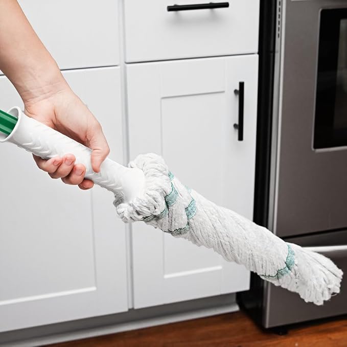 Libman Tornado Self Wringing Mop & 3 Refills - Cotton Mop Head, Machine Washable, 4 Total Heads