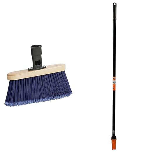 SWOPT Premium Angle Broom Head & 48" Steel Interchangeable Handle Cleaning Bundle