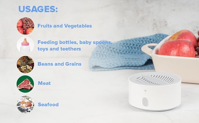 AquaPure - Fruit and Vegetable Washing Machine, 1-Year Warranty, Fruit Cleaner Device That Cleans Fresh Produce in Water, Waterproof Fruit and Vegetable Cleaner, Fruit and Veggie Purifier