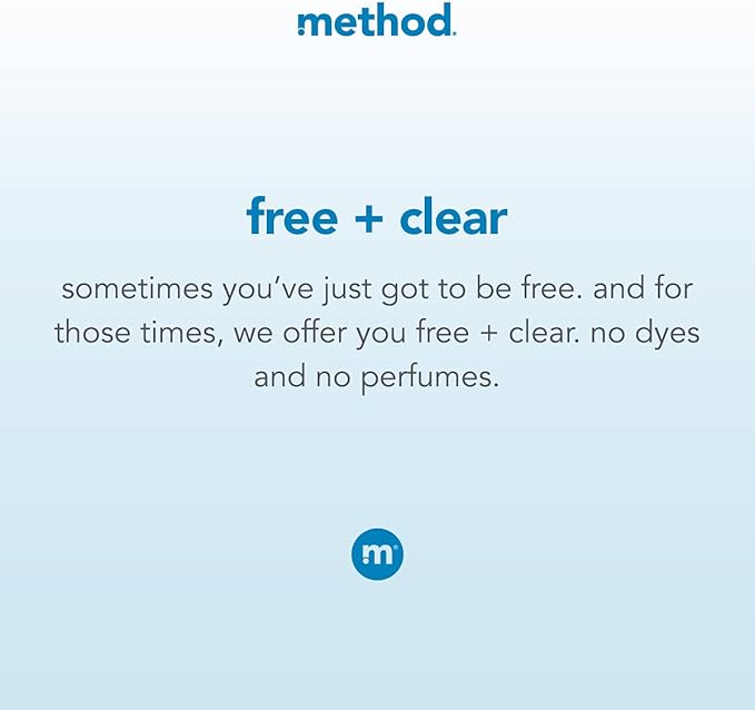 Method Liquid Laundry Detergent; Fragrance Free + Clear; Plant-Based Stain Remover; 66 Loads per 53.5 fl oz bottle; (Pack of 1)
