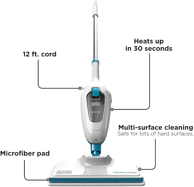 BLACK+DECKER Steam Mop, White (HSM13E1)