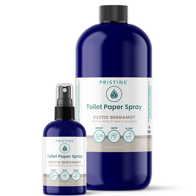 Toilet Paper Spray Instead of Wipes and Bidets - Like Foam Alternative and Gel Alternatives to Wipes, is a Refreshing Bidet Attachment Substitute, Rustic Bergamot, 4 fl oz