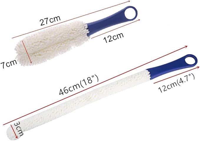 Bottle Cleaning Brush - Set of 2 Different Sizes Flexible Bottle Scourer - Multi-Function Household Cleaning Tools for Cleaning of Wine Decanters, Goblets, Glasses, Cups