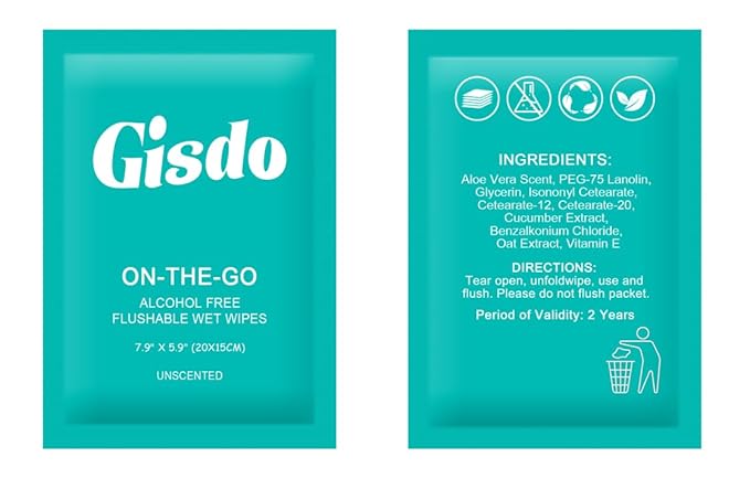 50 Pcs Wet Wipes, Fragrance Free, Plant Based, Aloe Vera for Butt, Hands, Face Cleaning, Sufficient Quantity, Individual Wrapped, Portable Size, Ideal for Daily Use