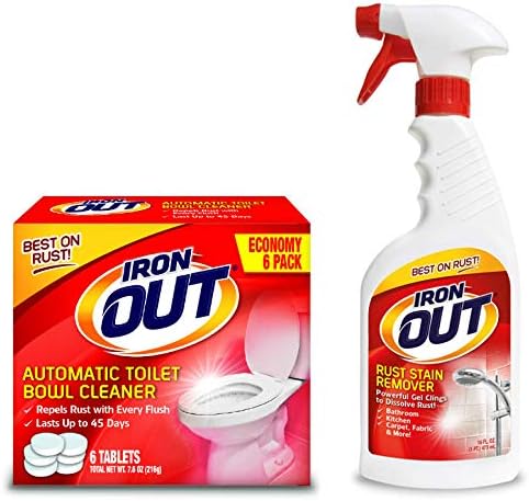 Iron Out Rust Stain Remover Automatic Toilet Bowl Cleaner Tablets and Powerful Gel Spray