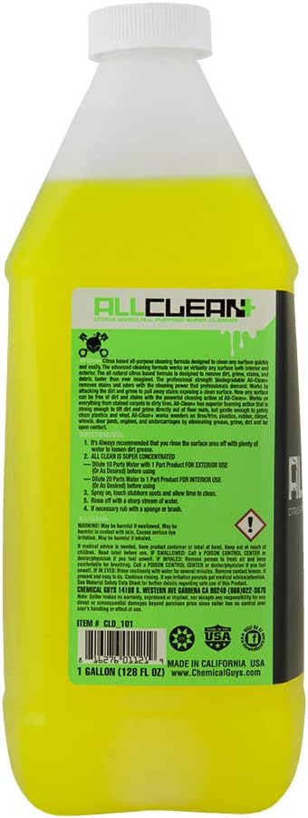 Chemical Guys CLD_101 All Clean+ Citrus-Based All Purpose Super Cleaner, Safe for Cars, Trucks, SUVs, Motorcycles, RVs & More, 128 fl oz (1 Gallon), Citrus Scent