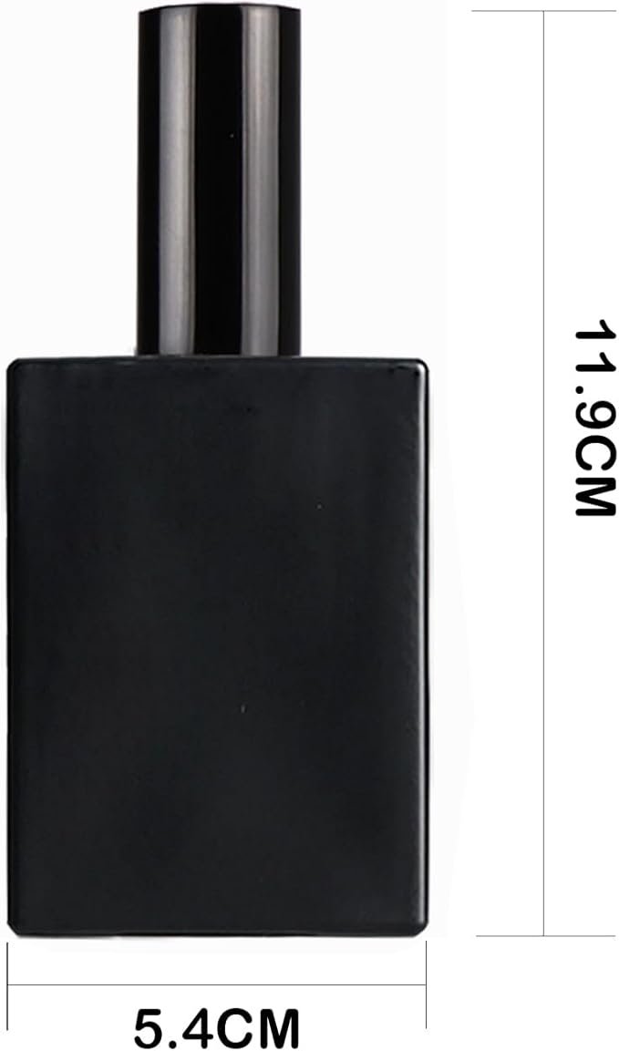 6 Pack 1.7 oz Black Square Glass Perfume Spray Bottle, 50ml /1.7 oz Fine Mist Atomizer Spray Bottles Refillable, for Perfume, Essential Oil and Liqui (Matte Black, 50ml)