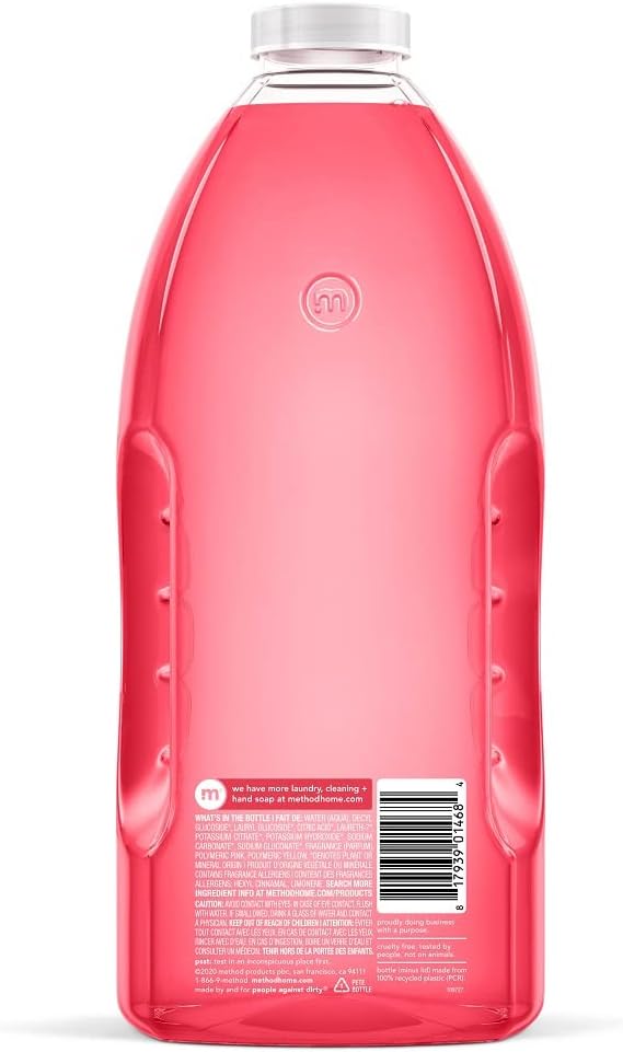 Method All-Purpose Cleaner Refill, Pink Grapefruit, Plant-Based and Biodegradable Formula Perfect for Most Counters, Tiles and More, 68 Fl Oz, (Pack of 2)