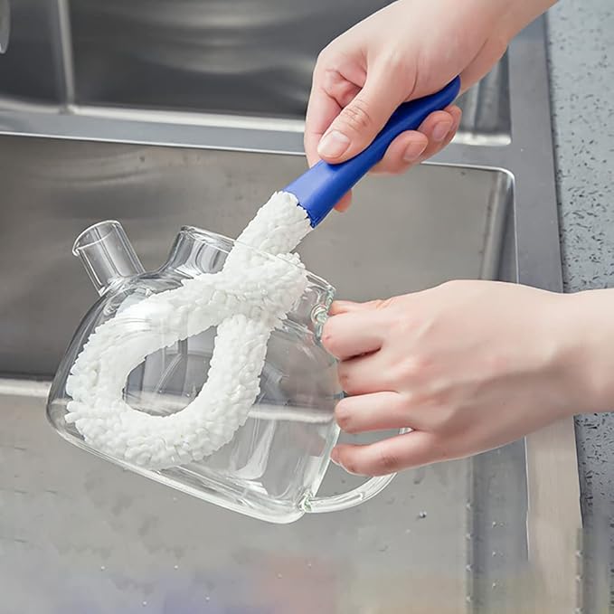 Bottle Cleaning Brush - Set of 2 Different Sizes Flexible Bottle Scourer - Multi-Function Household Cleaning Tools for Cleaning of Wine Decanters, Goblets, Glasses, Cups