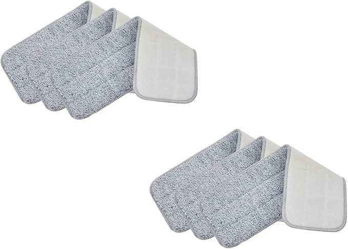 True & Tidy, Extra Thick Microfiber Mop Pad Pack Refill for SPRAY-250 Spray Mop SPRAY-360 Spray Mop Kit SWEEP-180 Sweeper Mop, Fits Other Mops, Machine Washable up to 100x, 15.5 x 5 inch (6-Pack)