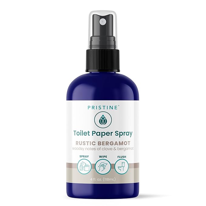 Toilet Paper Spray Instead of Wipes and Bidets - Like Foam Alternative and Gel Alternatives to Wipes, is a Refreshing Bidet Attachment Substitute, Rustic Bergamot, 4 fl oz