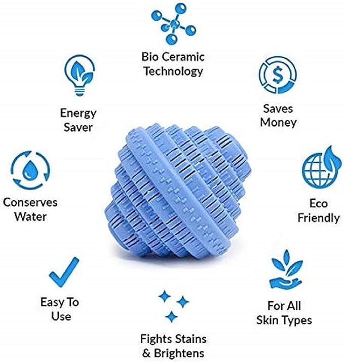J&R ESSENTIAL Environmentally friendly non-chemical detergent laundry ball, pure natural alternative detergent, can be washed up to 1000 times, 2 piece set (Unscented, Pack Of 1)