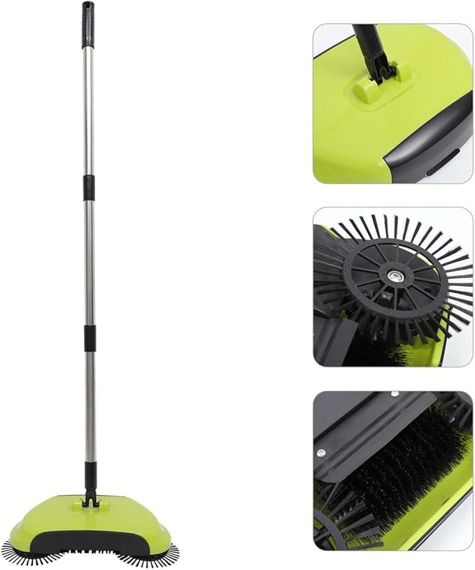 Floor Sweeper Manual, 3 in 1 Carpet Cleaner Machine Push Broom Clean Lazy Dustpan Trash Bin 360° Rotating Floor Clean Mop for Hardwood Ceramic Tiles