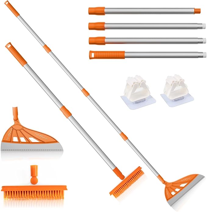 Magic Air Silicone Broom Sweeper, Multifunction Silicone Broom, Household Squeegee for Floor Cleaning, Bathroom, pet Hair, Dog Brush Set Orange