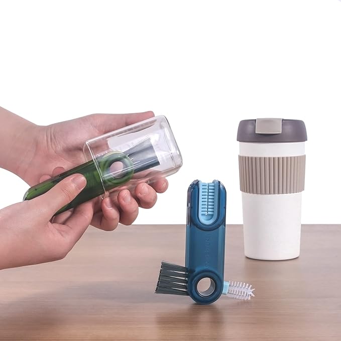 3 in 1 Cup Lid Gap Cleaning Brush Set, Multifunctional Insulation Bottle Cleaning Tools, Mutipurpose Tiny Silicone Cup Holder Cleaner, Home Kitchen Cleaning Tools (3Pcs Blue)