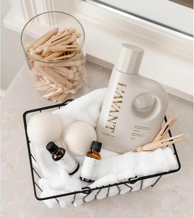Luxury Laundry Essentials Bundle By L'avant High Performing Deep Cleaning Laundry Detergent Soap, Premium Wool Dryer Balls, & Fresh Linen Scented Laundry Oil Professional Wash (Fresh Linen)