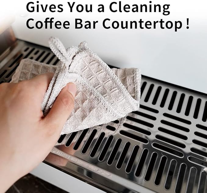 watchget Barista Microfiber Cloths - 4 Pack (12"x12") Professional Cleaning Towels for Espresso Machines, Steam Wands & Countertops Essential Coffee Bar Accessories
