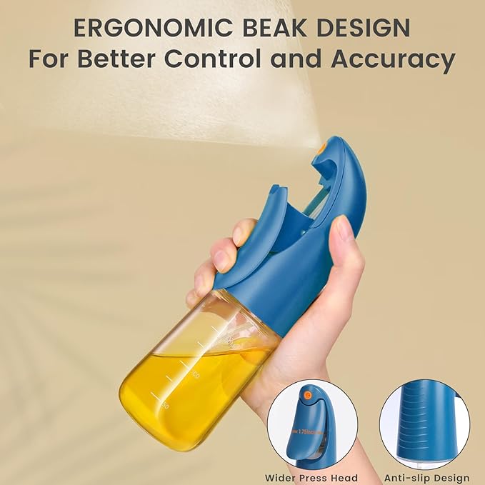 Oil Sprayer for Cooking, Atomization Olive Oil Dispenser Bottle for Cooking,Glass Olive Oil Sprayer, Patented Product,Continuous Spray with Portion Control, for Kitchen, Air Fryer, Salad, BBQ (Blue)
