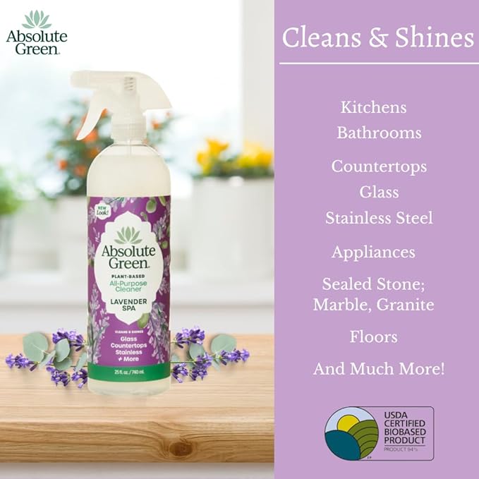 All Purpose Cleaner Spray, Non-Toxic, Kitchen, Bath, Countertop, Stainless, Safe around Kids + Pets, Natural Lavender Spa Scent, 25 oz (2 Pack)