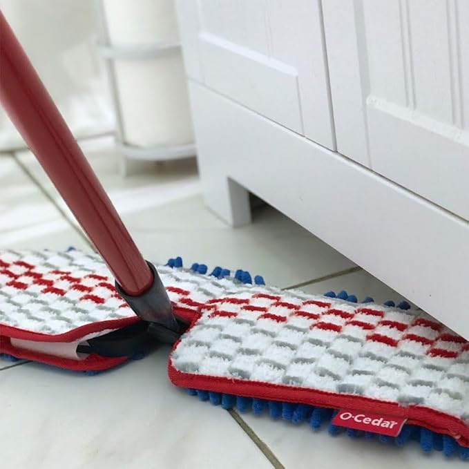 O-Cedar Hardwood Floor 'N More Microfiber 3-Action Flip Mop Refill (2-Pack) | Double-Sided Mop Head with Microfiber and Chenille | Reusable, Machine-Washable Mop Head Replacement