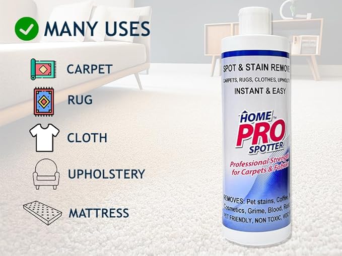 Stain and Spot Remover - Stain Remover for Clothes, Carpets, Mattress & Upholstery, Removes Pet Stains, Red Wine, Grease, Ink & Coffee - Safe For Oriental, Persian, Antique rugs 12 OZ