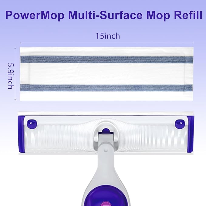 12-Pack Disposable Mop Pad Refills for Swiffer PowerMop Multi-Surface Mop/Wet Jet Spray Mop, Effortlessly Cleans Hardwood, Tile and Laminate Floors - Super Absorbent, Absorbs Dirt, Deep Cleaning