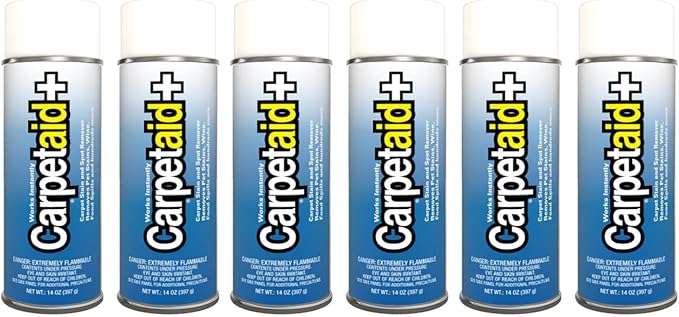 Carpet Aid Spot and Stain Remover, Removes Discoloration from Oil, Grease, Ink, Coffee, Pet Urine, and Lipstick, pH Balanced Cleaner for Carpets, Area Rugs, and Upholstery. Pack of 6,14 oz.