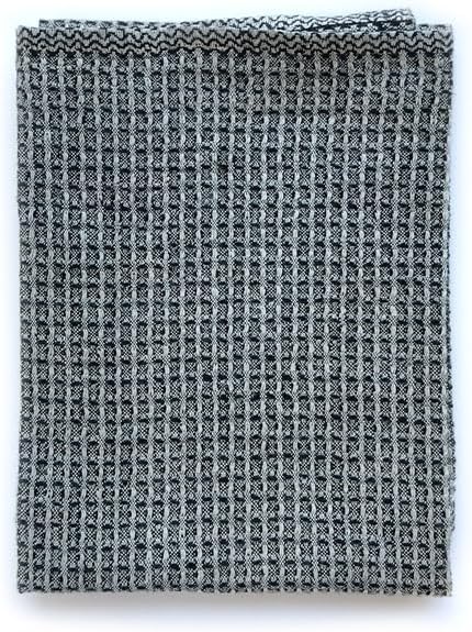 100% Linen Hand/Tea Towels | Made in Sweden | 50x70cm (19.5x28.5) Stunning Array of Colors - Bubbel with Honeycomb Pattern (Black)