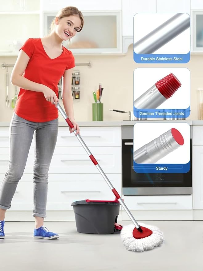 4 Pack Mop Head Replacement Compatible with O-Cedar EasyWring 1 Tank System, Spin Mop Head Replace with 30-58" Handle and Base ,Refills Machine Washable(White,1 Tank)