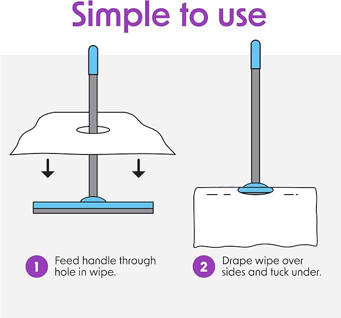 Wipex XL Wet Floor Wipes for Squeegee Stick, Cuban Mop or Sweeping Mop, Plant Based Multi Surface Cleaning Wipes, Lavender Scent, Huge Disposable Wipes (24" x 14"), Extra Thick, 12 Count (Pack of 1)