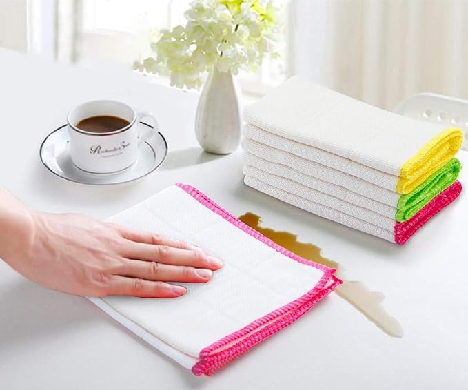 Bamboo Dish Cloths Towels Kitchen Cloths for Cleaning Dishcloths for Kitchen Washable Absorbent Machine Washable 12" x 12" 10PCS (30x30 cm, Solid Color) (White)