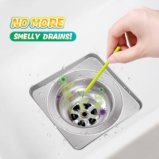 Bio-Flow Drain Strips - Lemon Scent Odor Remover & Freshener - 24 Strips