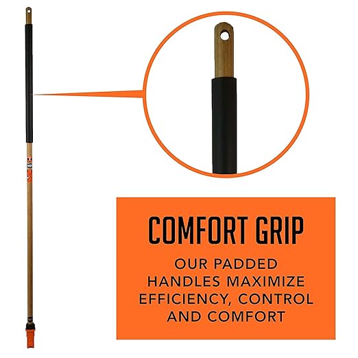 SWOPT 24” Floor Squeegee, 24” Multi-Surface Push Broom + 60" EVA Foam Comfort Grip Wooden Handle, Combo — 2 Cleaning Heads with Long Handle Interchangeable with SWOPT Cleaning Heads