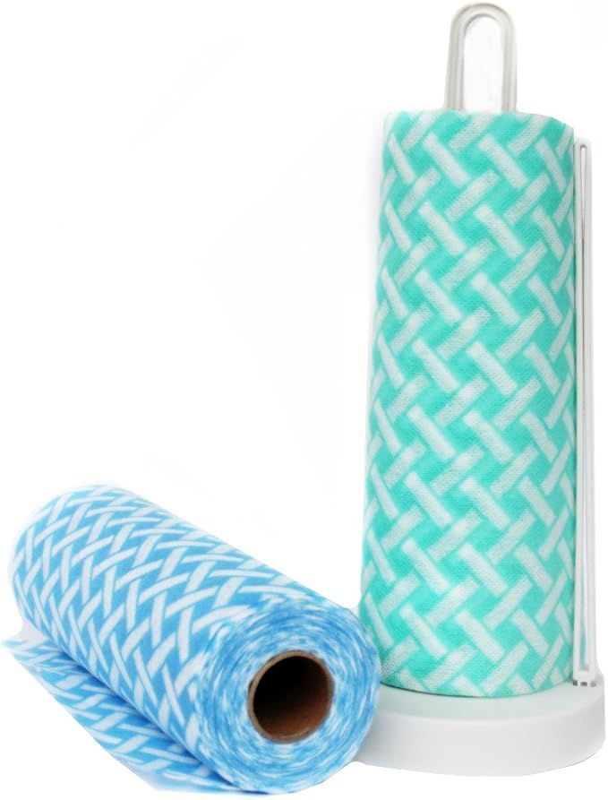JEBBLAS Disposable Cleaning Towels Dish Cloths Reusable Towels, Quick-dry 50 Count/Roll (Blue & Green)